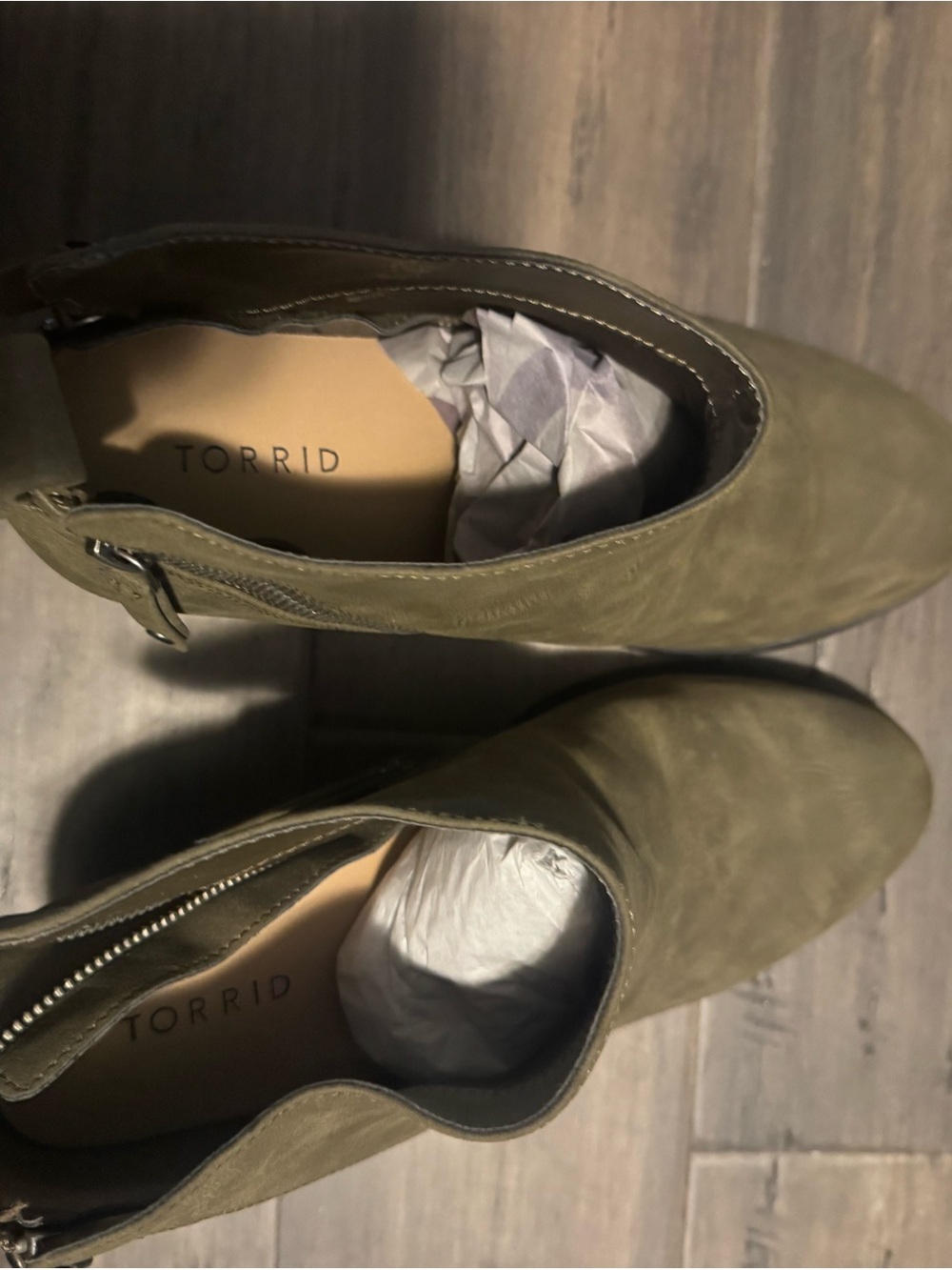 torrid Olive Green Faux Suede Ankle Booties